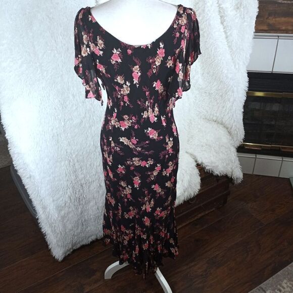 BLACK & PINK FLORAL SEQUIN DRESS SZ.S EUC - Picture 6 of 6
